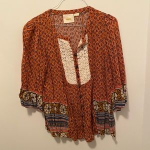 Anthropologie Maeve ruffle sleeve blouse